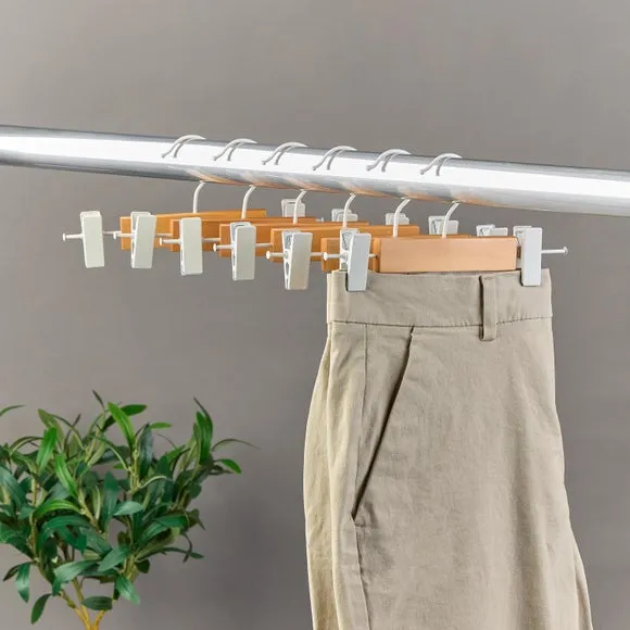 Set of 6 Kids Wooden Bar Trouser Hangers