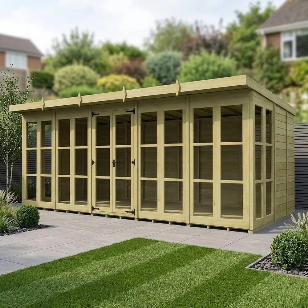 Buttercup Farm 20ft x 9ft Georgian Pent Summer House - Pressure Treated Timber in Brown 2