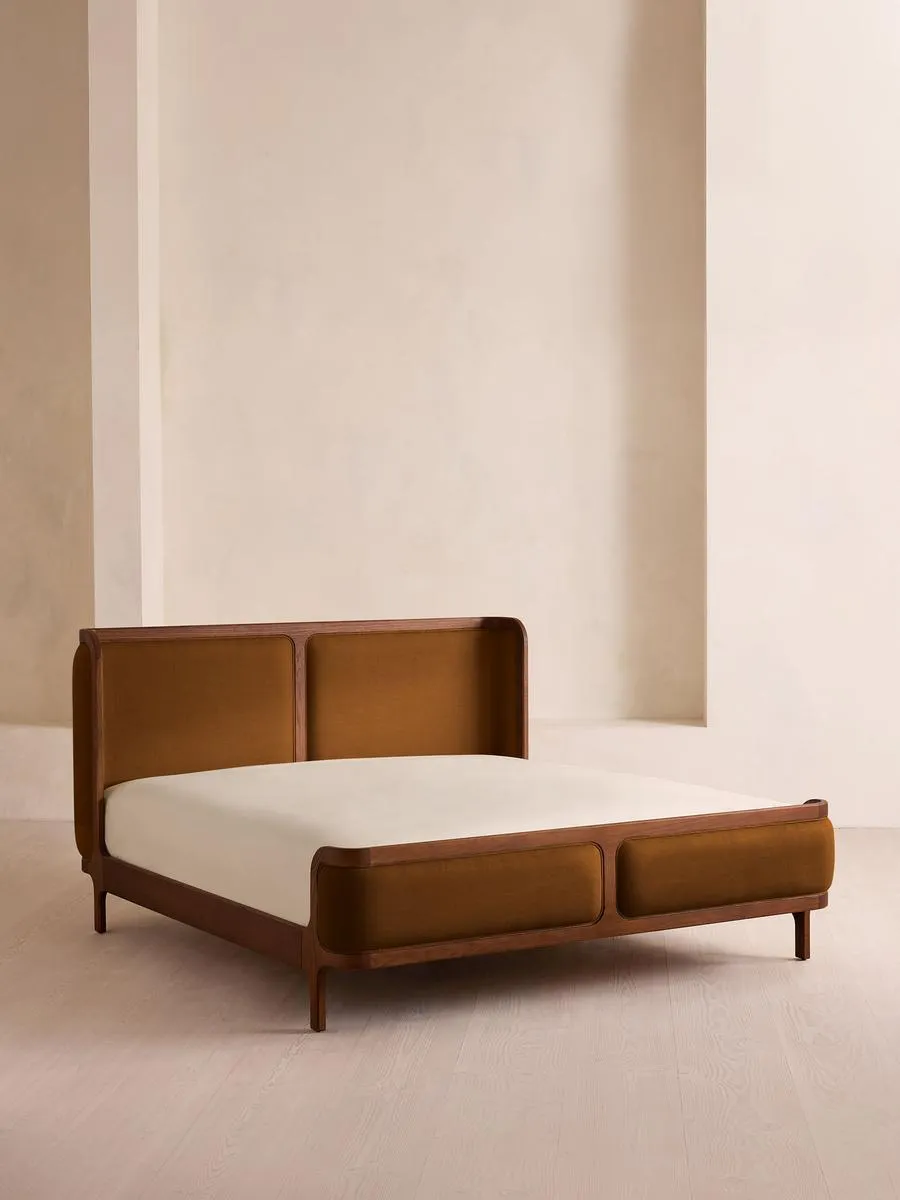 Belsa Bed, Super King, Linen, Terracotta