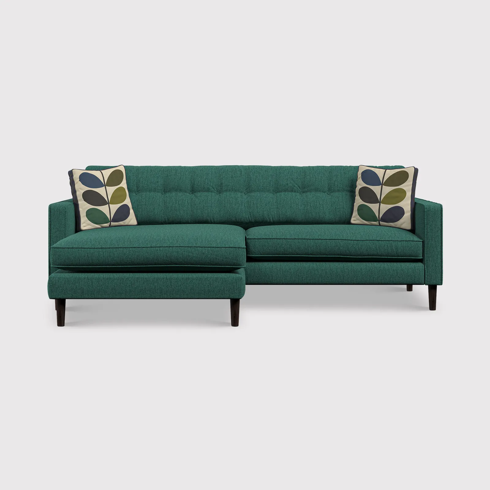 Orla Kiely Ebben Chaise Corner Sofa, Green Fabric | Barker & Stonehouse