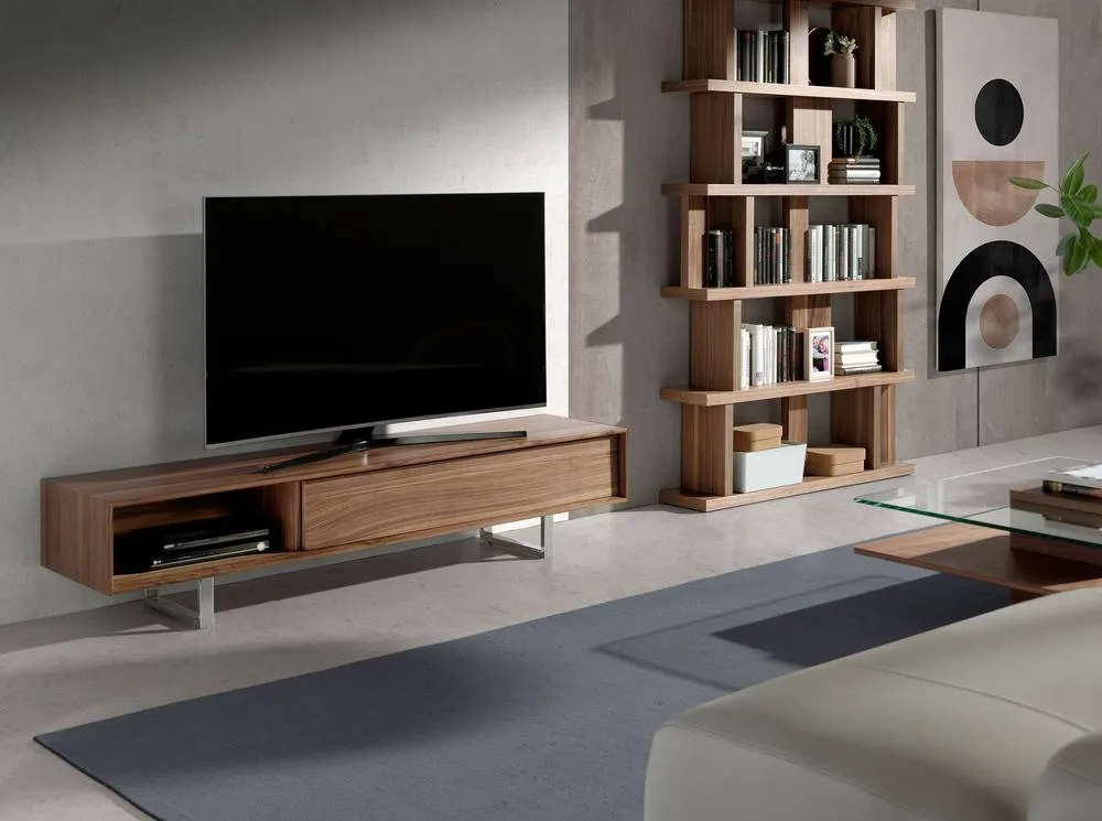 Angel Cerda Walnut TV Stand with Chromed Steel Legs 180x44x39 cm in Brown 3