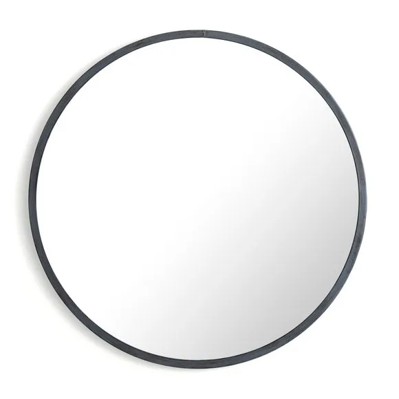Brushed Metal Effect Pewter Grey Round Wall Mirror 3