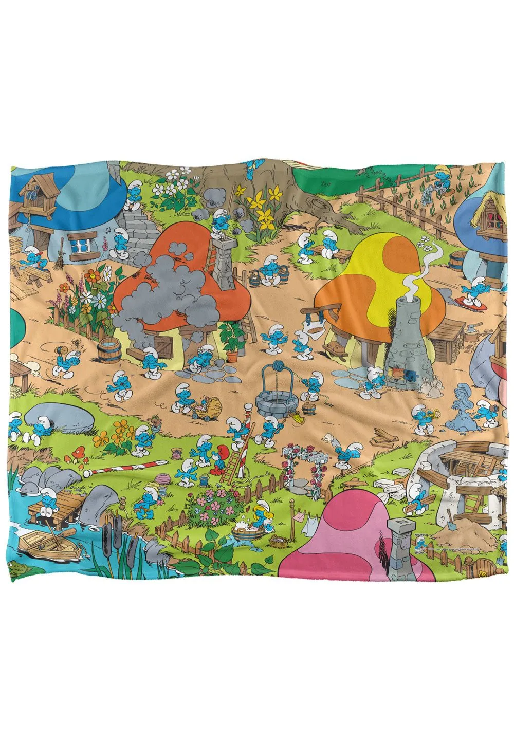 The Smurfs Smurf Village Silky Touch Super Soft Throw Blanket 152 X 127 cm in White