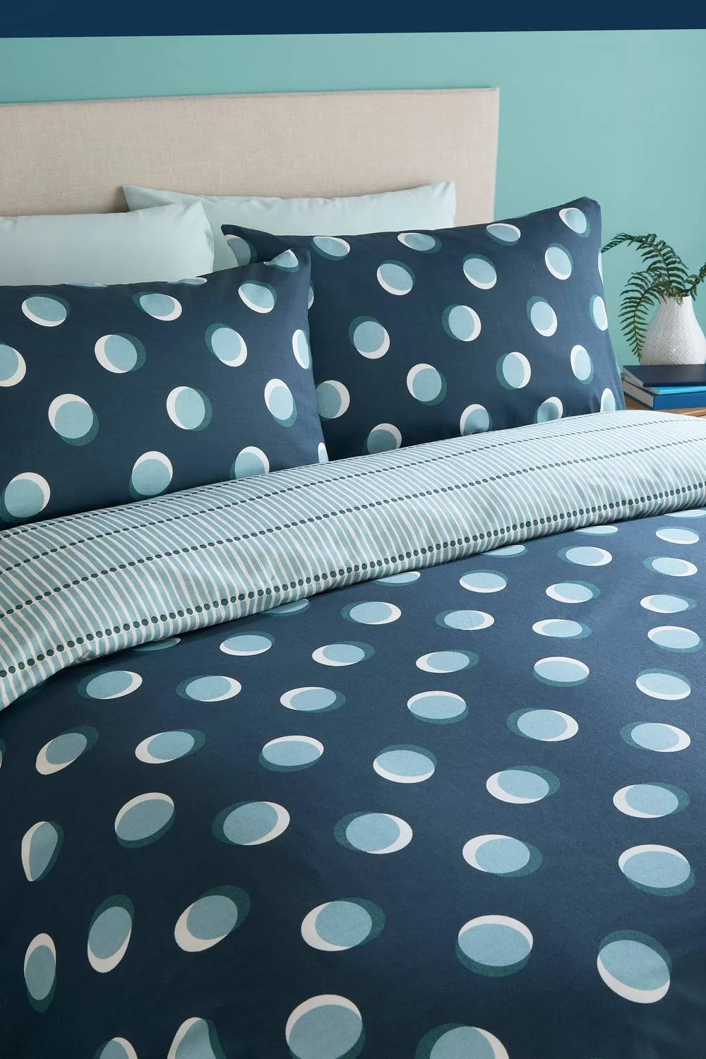 Fusion 'Polka Spot' All Over Spot Print Duvet Cover Set in Blue 2