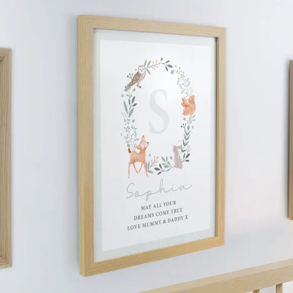 Personalised Woodland Initial Poster Frame 2