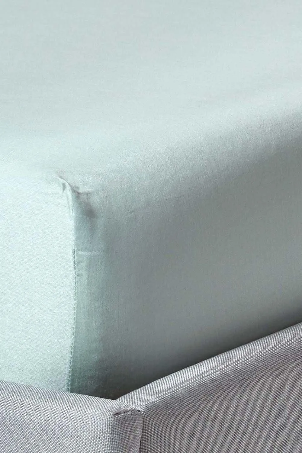 Homescapes Sateen Cotton Fitted Sheet 12 inch 400 Thread Count in Duck Egg Blue 1