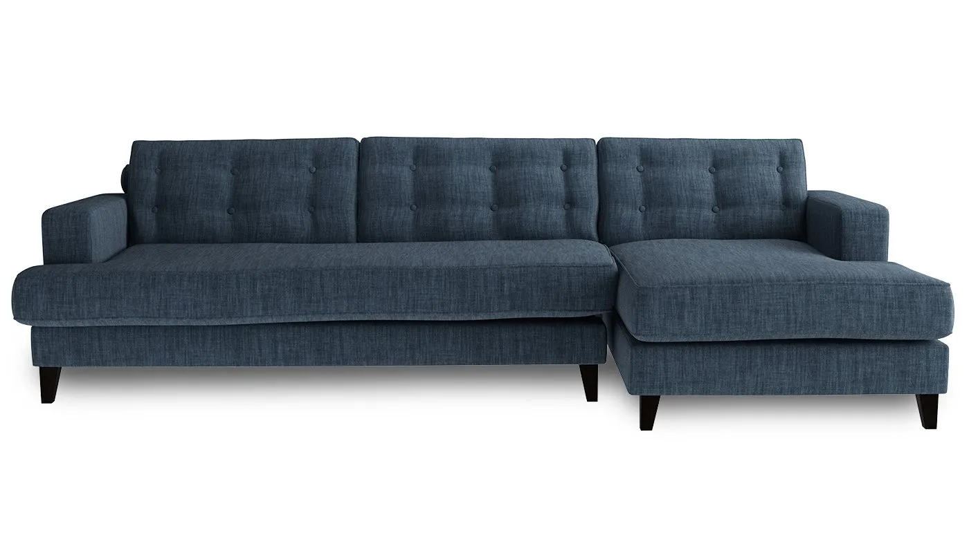 Heal's Mistral Right Hand Facing Corner Sofa Broad Weave Lagoon Black Feet