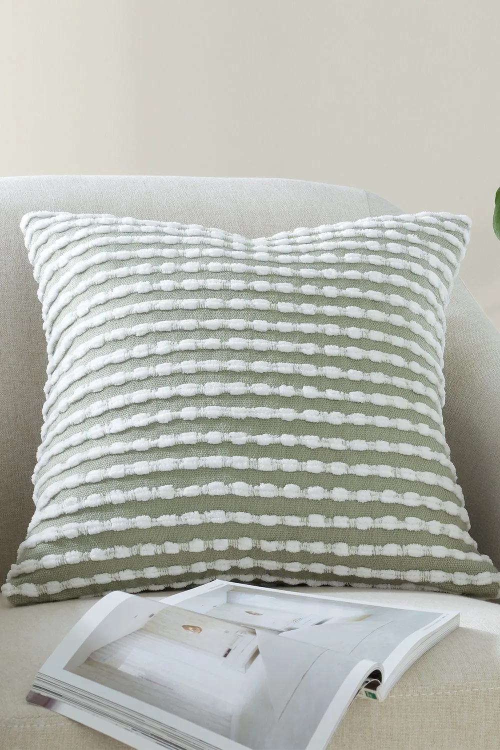 Catherine Lansfield 'Stab Stitch' Cushion in Green
