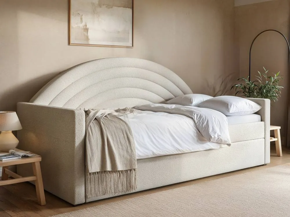 Flair Noa Rainbow Day Bed with Trundle Beige Teddy Fabric 2