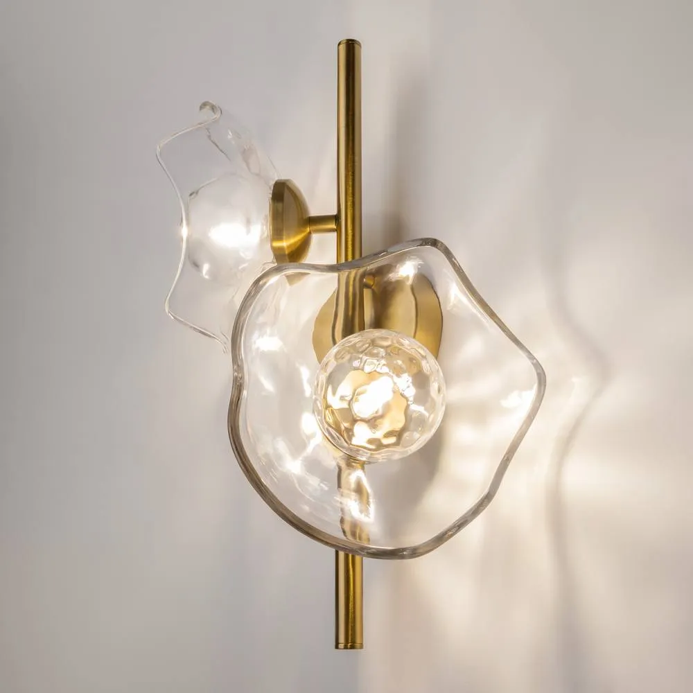 Netlighting Miracle Modern Wall Lamp Brass 2xG9 Glass Shade in Gold 2