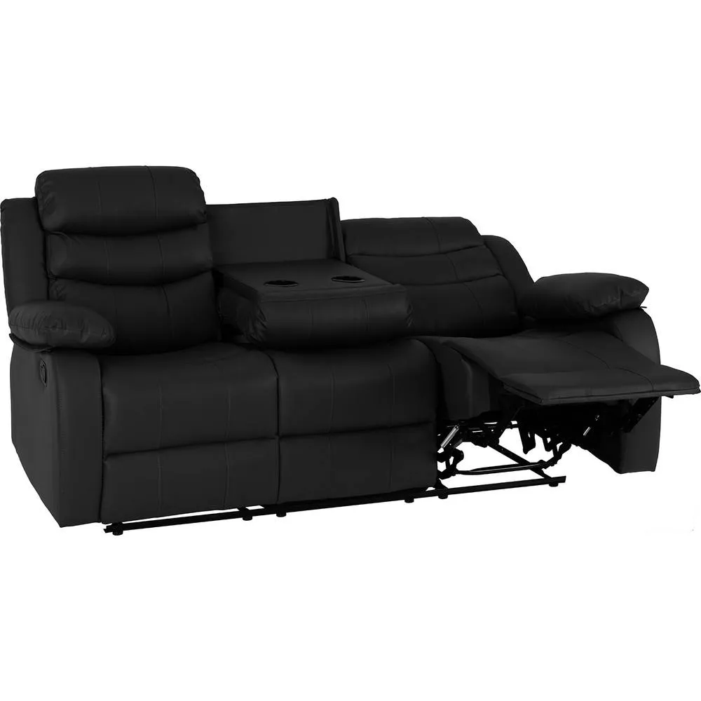 Seconique Roma 3 Seater Recliner Sofa - Black Faux Leather 6
