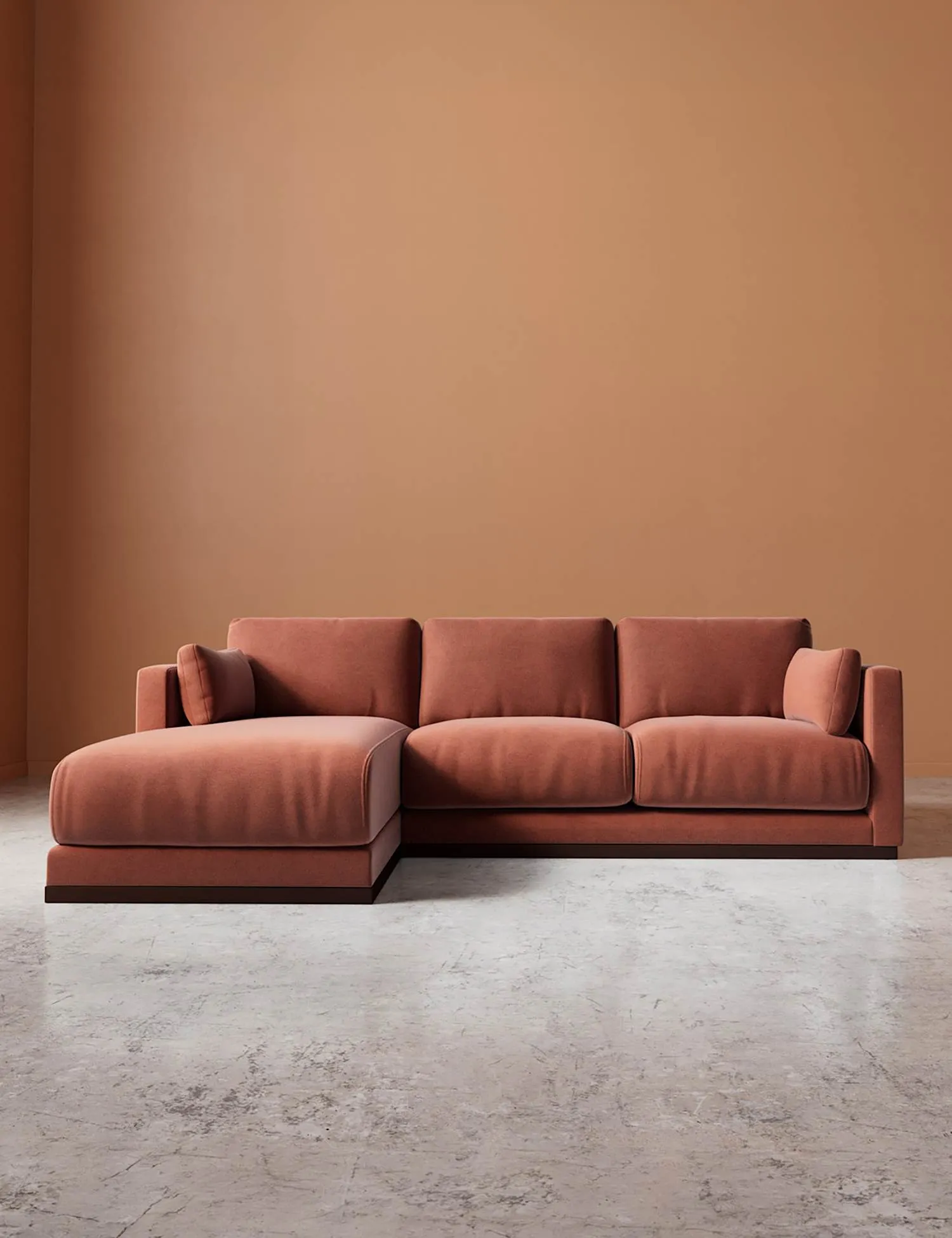 Swoon Easy Velvet Left Corner Sofa Brown