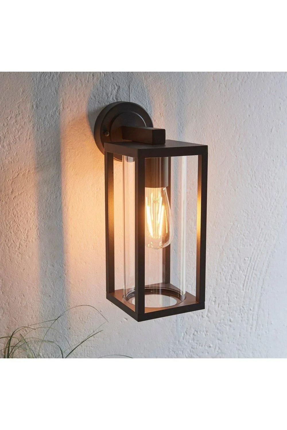 Netlighting Hamden Modern Exterior Wall Light Textured Black Clear Glass Diffuser IP44 5
