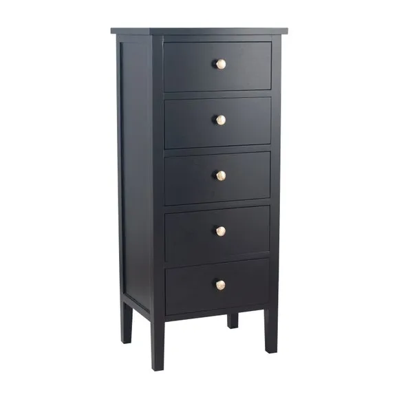 Pacific Chelmsford 5 Drawer Chest, Black Painted Pine 2
