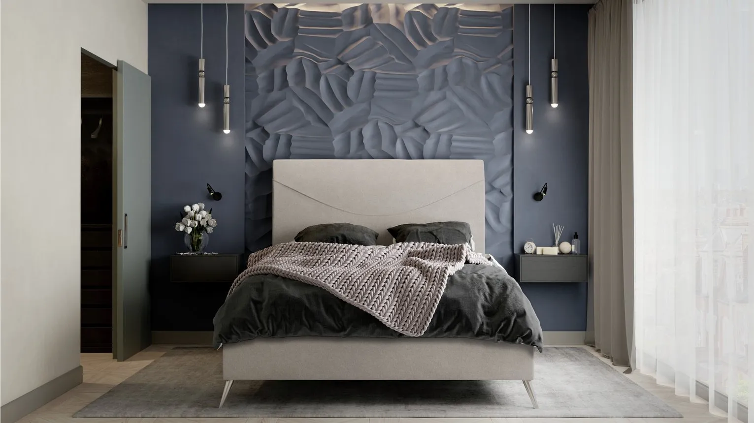 MiBed Seattle Fabric Kingsize Bed Frame - Natural