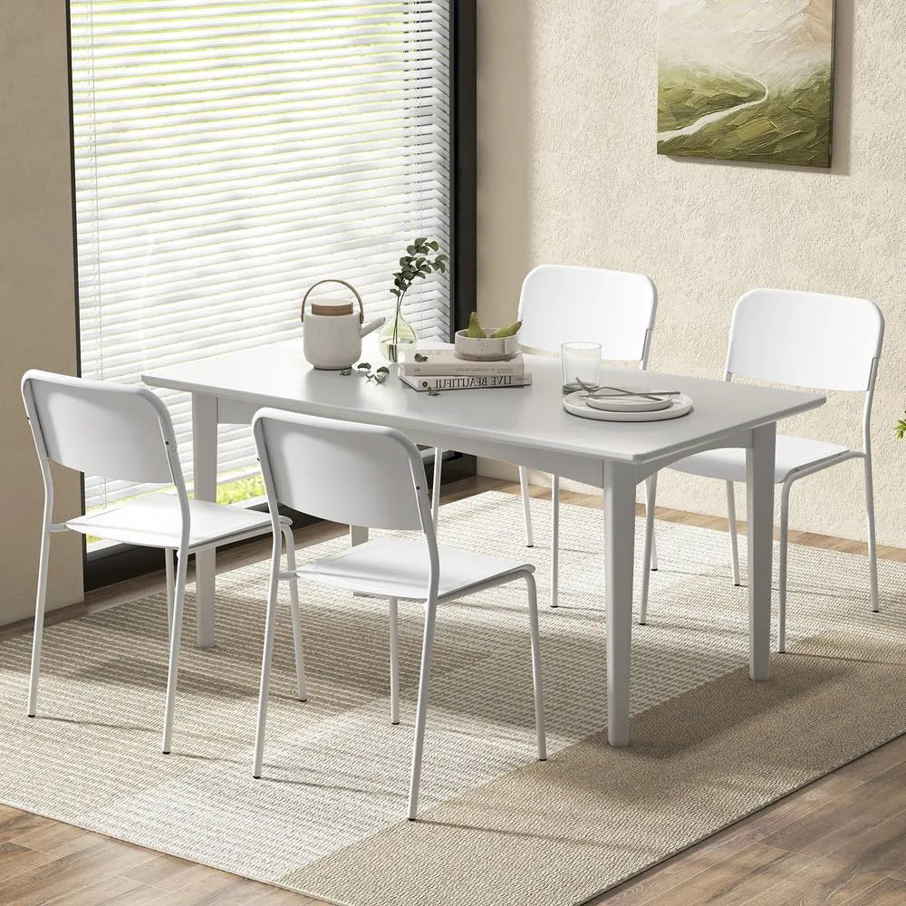 Costway Modern Dining Chairs Set of 4 Stackable Kitchen Chairs-White in White 6