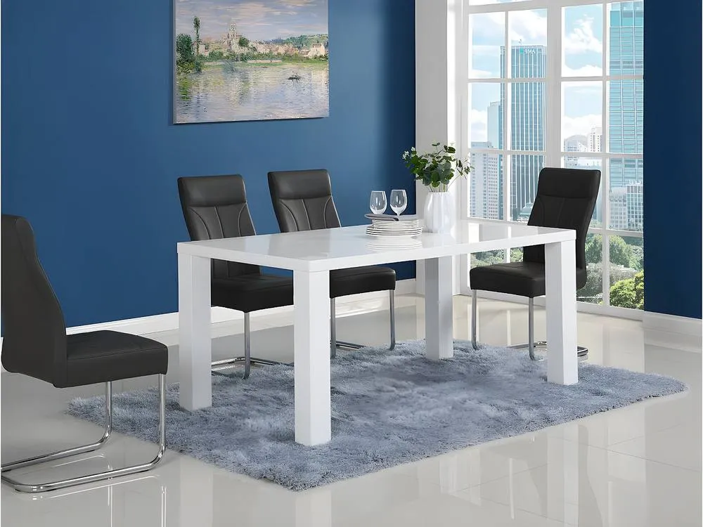 Vente-unique 6 - Seaterer Dining Table - White Lacquered MDF - MONICA 3