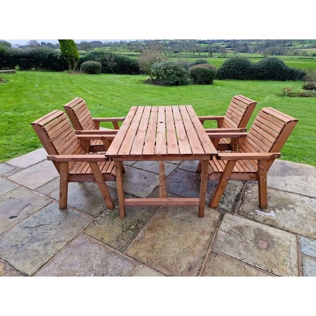 Churnet Valley Garden Furniture Ltd Valley 4 Seat Set 4XC Table - Timber - Minimal Assembly Required in Brown 2
