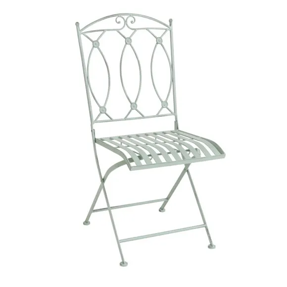 Charles Bentley Foldable Wrought Iron Sage Green Bistro Set 5