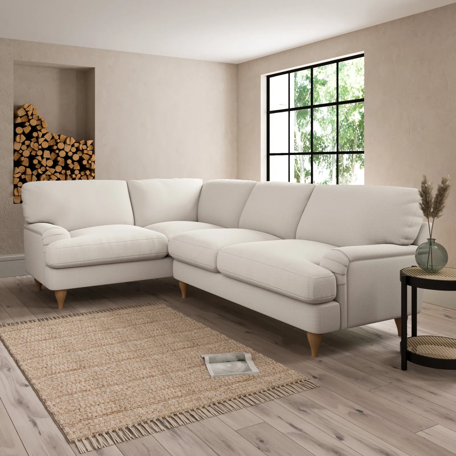 Darwin Slub Cotton Blend Left Hand Corner Sofa Slub Cotton Sandstone