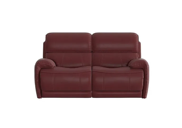 Link 2 Seater Leather Power Recliner Sofa with Power Headrests - BV Deep Red