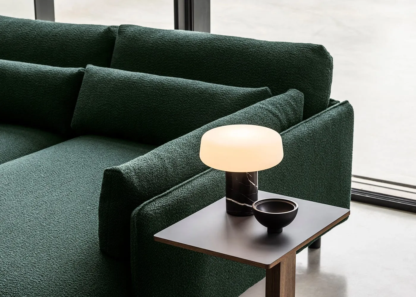 Case Solid LED Portable Table Lamp Nero Marquina Marble 3