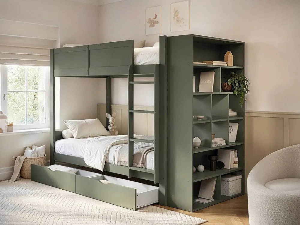 Flair Ruby Wooden Bunk Bed with Storage in Green 2