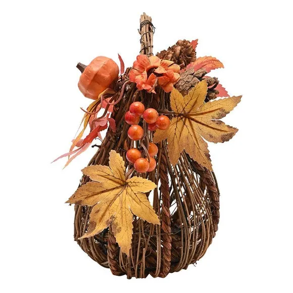 Country Living Natural Rattan Tall Pumpkin Decoration 4