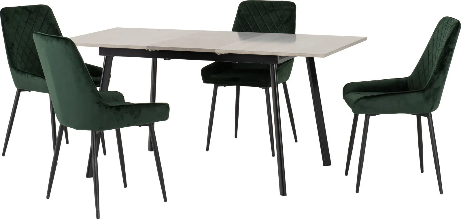 Seconique Avery Extending Dining Set with Avery Chairs in Green 2