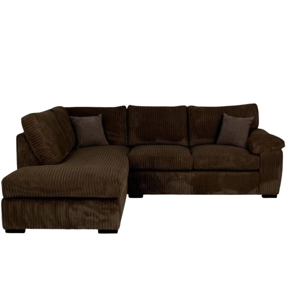 Bliss Furniture Jumbo Cord L Shape 4 Seater Left Hand Corner Sofa in Brown