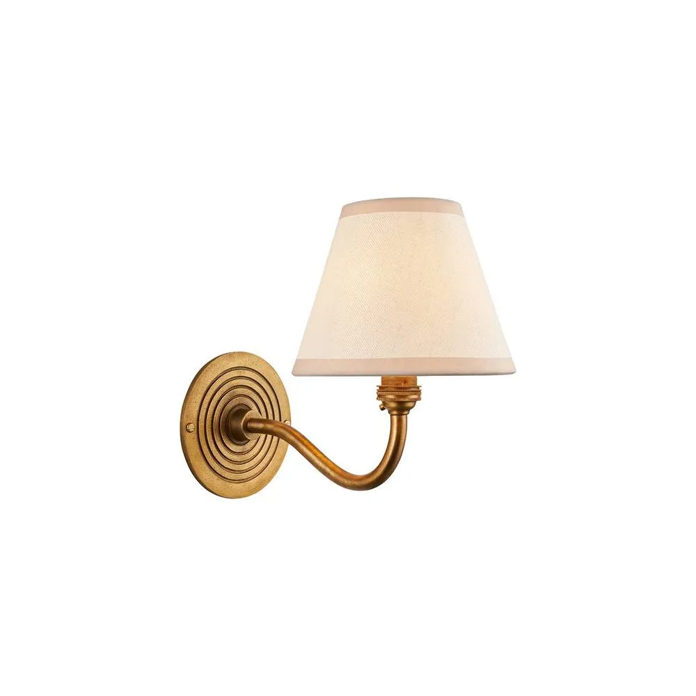 Netlighting Ripple Curve Brass Wall Light Fabric Ivy Shade 16cm B22 in White