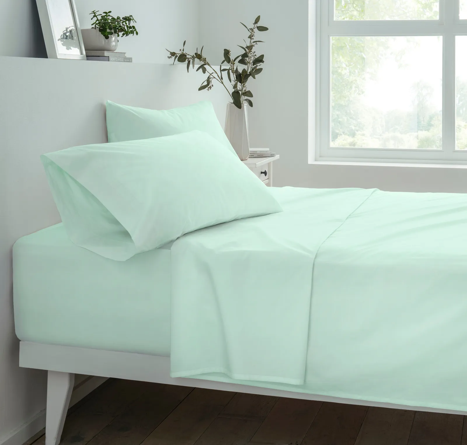 Smart Living Polycotton Bed Linen Luxury Fitted Bedsheet or Pillowcase Non Iron in Duck Egg Blue