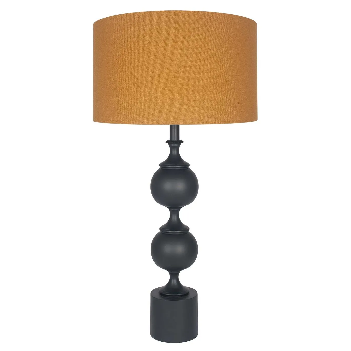 Tall Matt Black Table Lamp, Mustard Shade