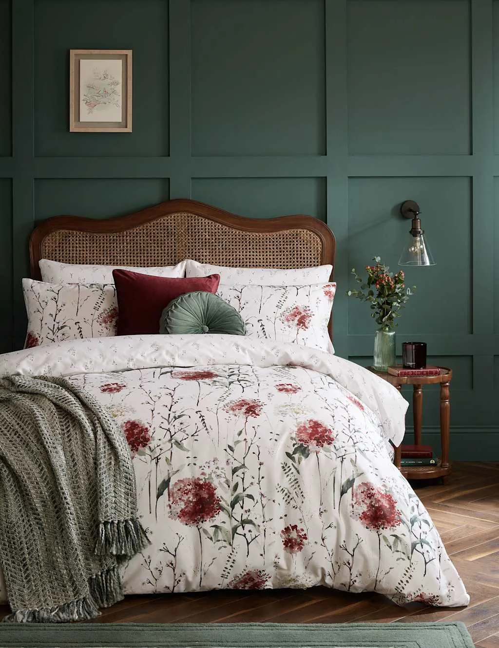 Laura Ashley Pure Cotton Pallington Bloom Bedding Set Red Mix