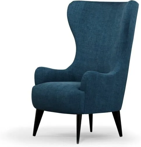 Bodil Accent Armchair, Thames Blue with Black Wood Leg