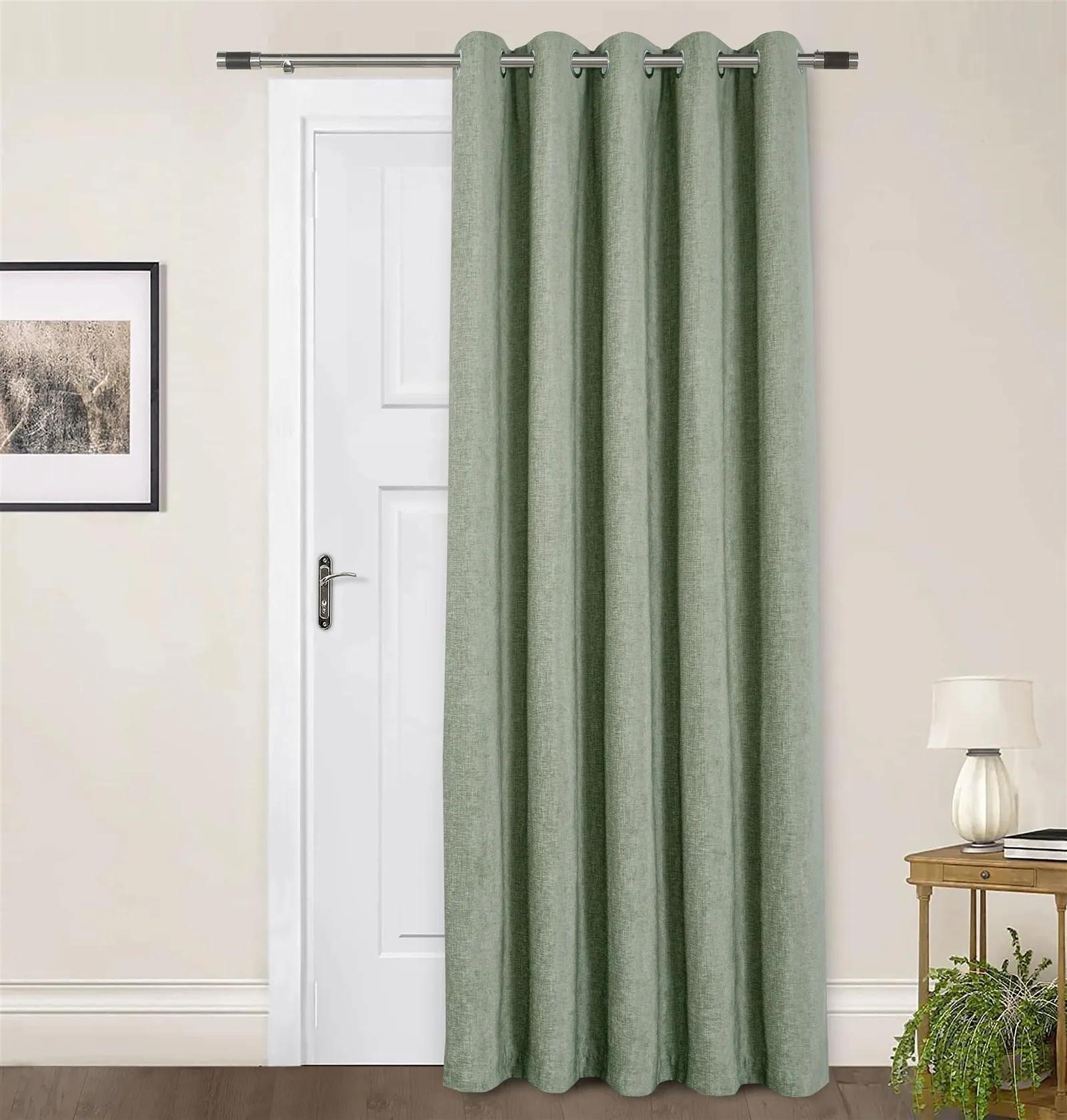 Sundour Amberley Chenille Eyelet Door Curtain in Green