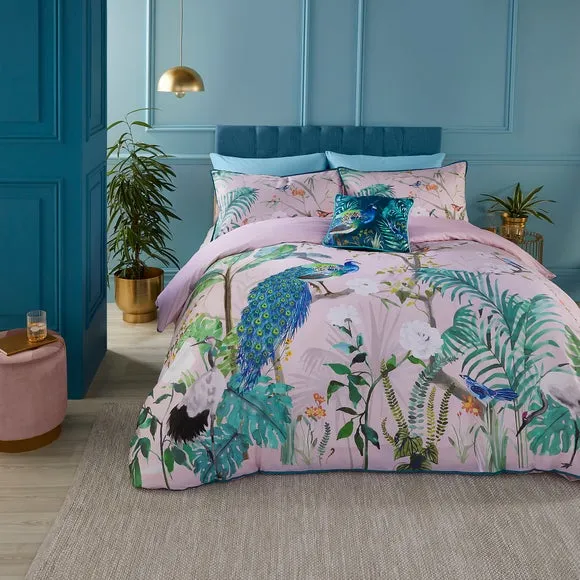 Soiree Peacock Jungle 200 Thread Count 100% Cotton Duvet Cover & Pillowcase Set 5