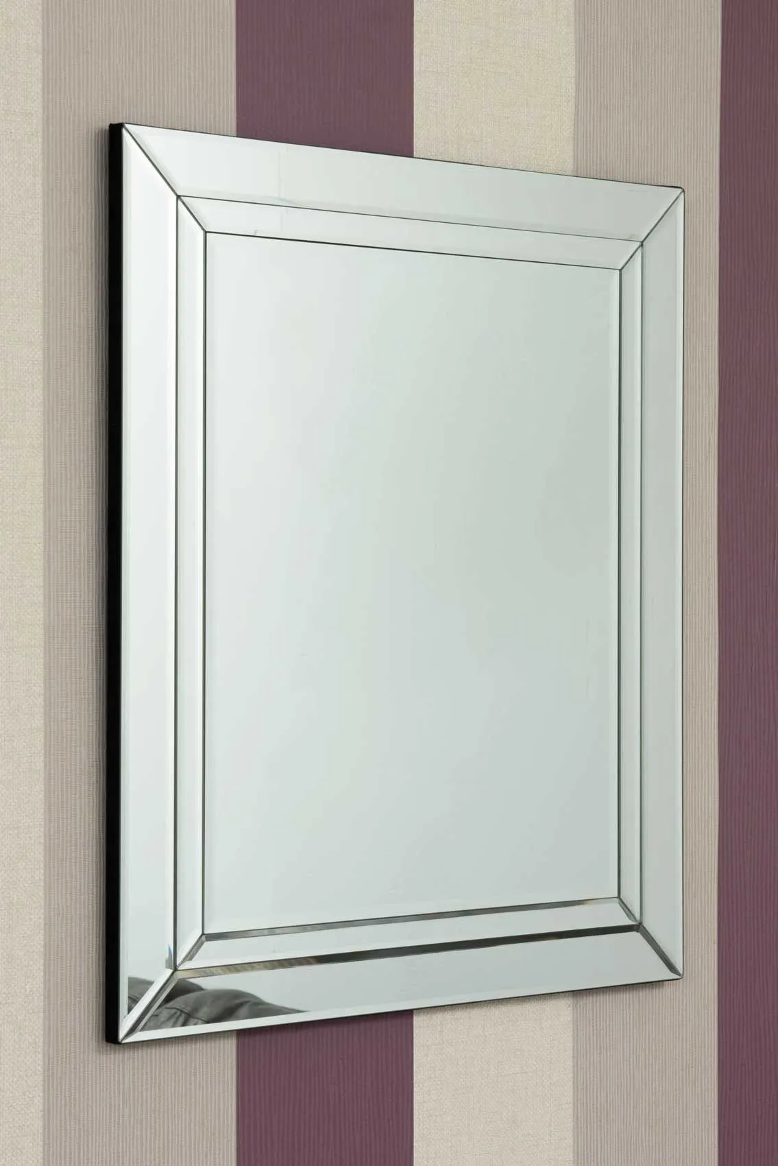 MirrorOutlet Cranbury All Glass Mirror 68 x 58 CM in Silver 6
