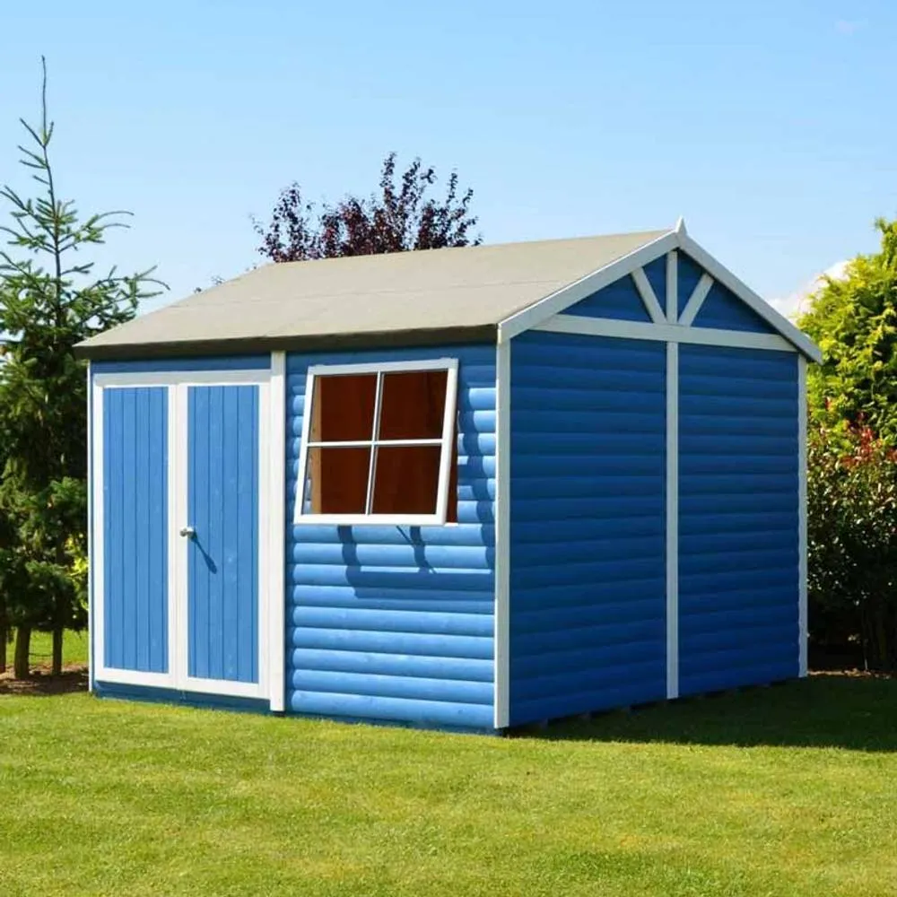 Shires Shiplap Mammoth Loglap 12x12 ft Shed Double Door - One Opening Window in Blue