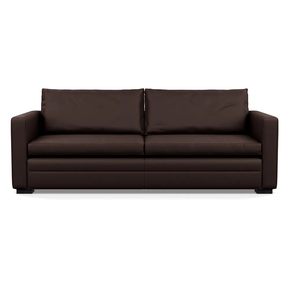 Heal's Palermo 4 Seater Sofa Leather Grain Chocolate 066 Black Feet 1