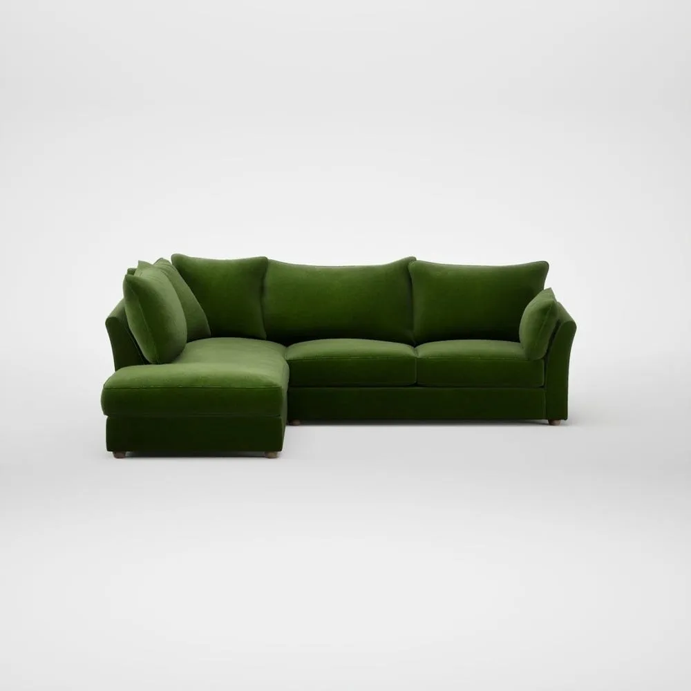 Heal's Tailor Left Hand Facing Corner Sofa Smart Luxe Velvet Grass Natural Feet 2