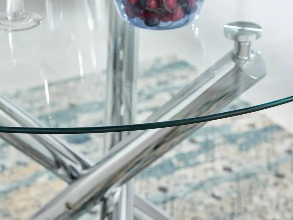 FurnitureboxUK Selina Round Glass & Silver Metal 4 Seater Dining Table 4
