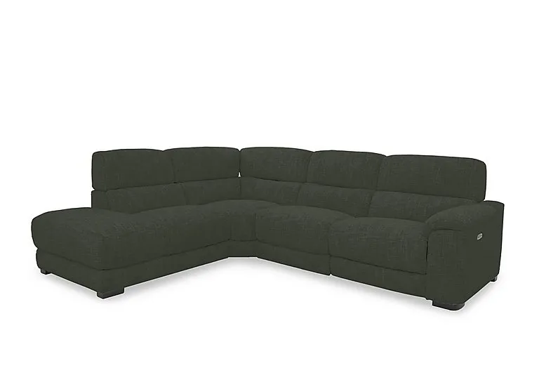 Nova Fabric Power Recliner Left Hand Facing Chaise End Sofa with Power Headrests - R352 Forest Green