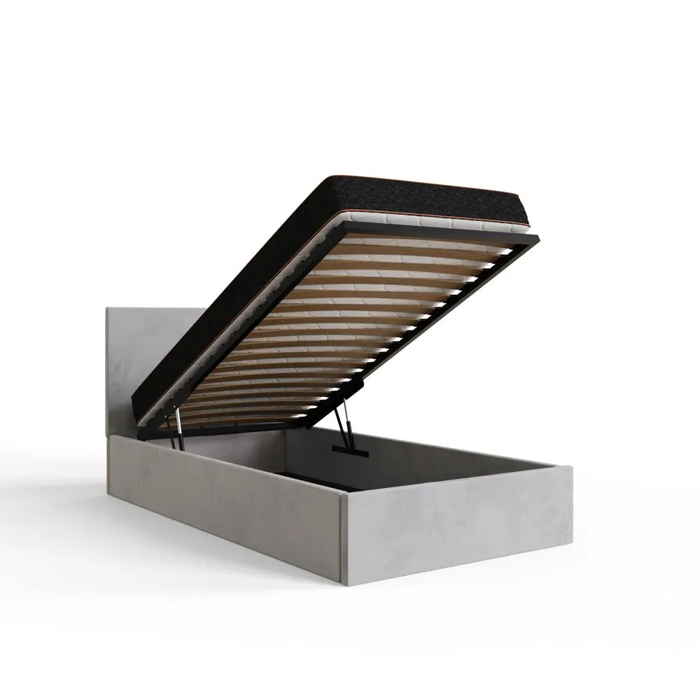 GFW End Lift Ottoman Storage Bed Velvet in Charcoal 5