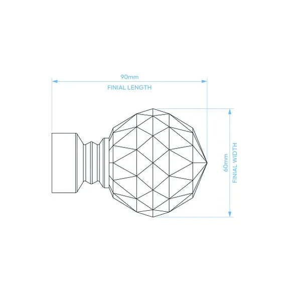 Faceted Ball Extendable Metal Eyelet Curtain Pole 6