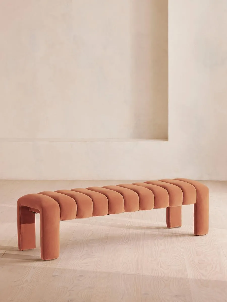 Willis Bench, Velvet, Antique Rose