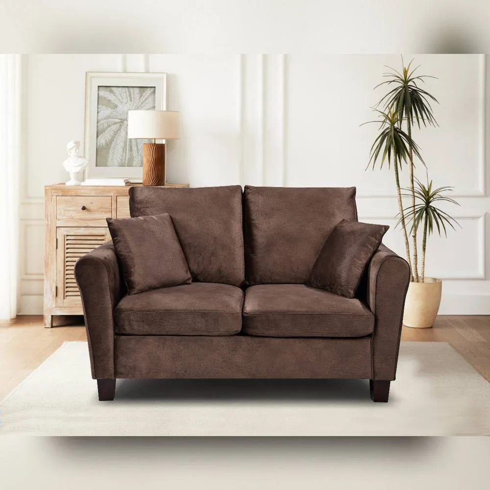 Comfy Living Ltd Brushed Velvet 2 Seater Sofa in Brown