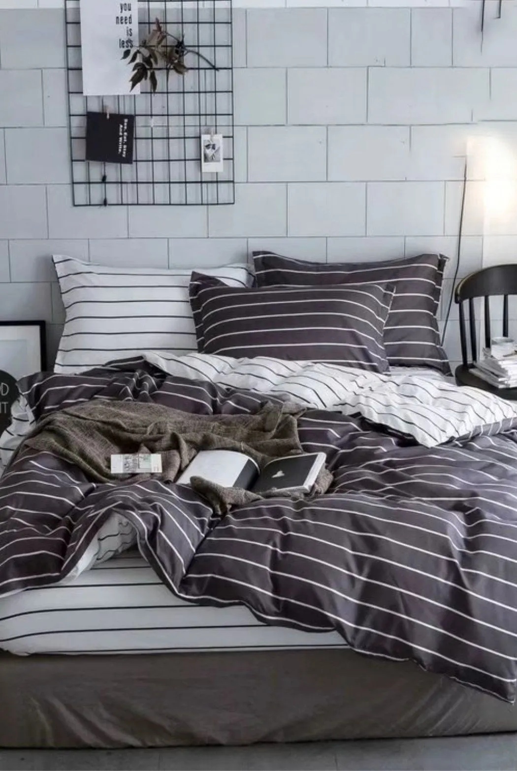 Ezysleep Grey Stripe Printed Duvet Set