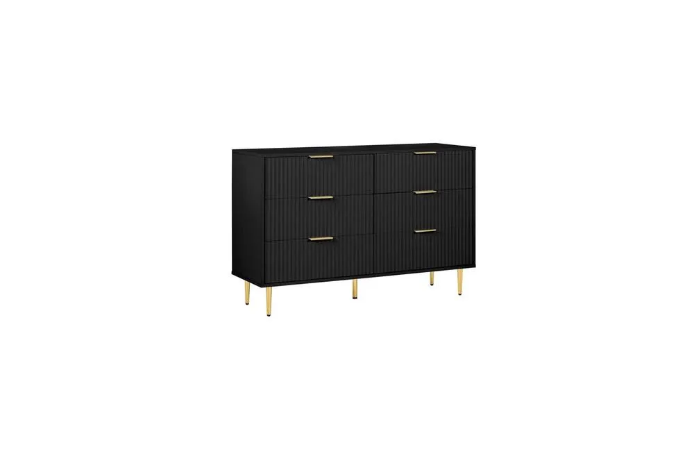 Birlea Zaza Black 6 Drawer Chest Fluted Bedroom Storage 6