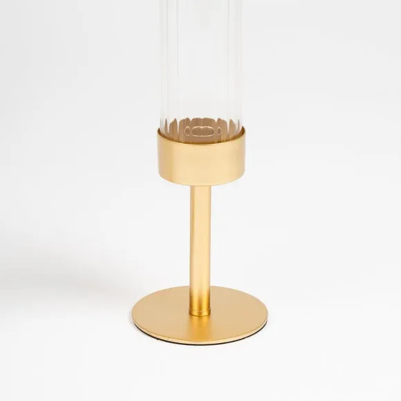 Set of 2 Gold Glass Candle Holders 3